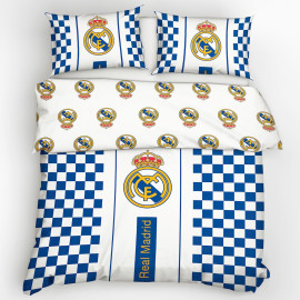 Parure de lit double Real Madrid bordure bleu 100% coton 220x200 cm