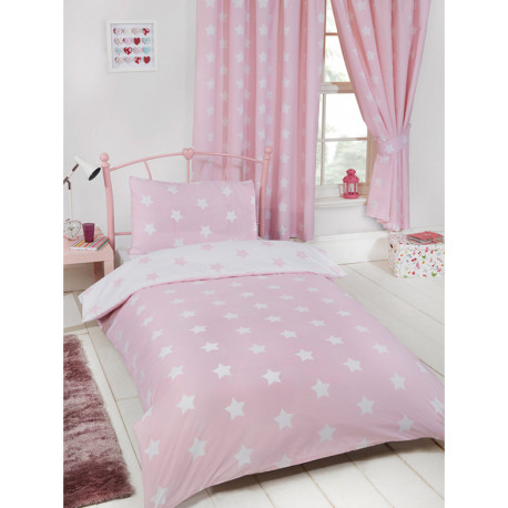Parure de lit rose étoile pour lit junior couchage 140 * 70 cm