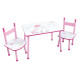 ensemble table et 2 chaises licorne rose blanc violet