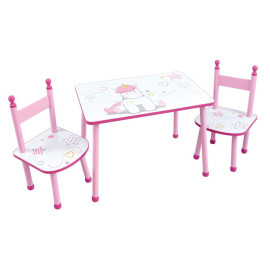 ensemble table et 2 chaises licorne rose blanc violet