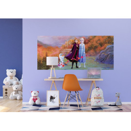 Poster intissé Disney La Reine des Neiges 2 modèle Anna Elsa et Olaf vue chambre