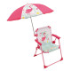 Chaise pliante enfant avec parasol modèle Flamant rose