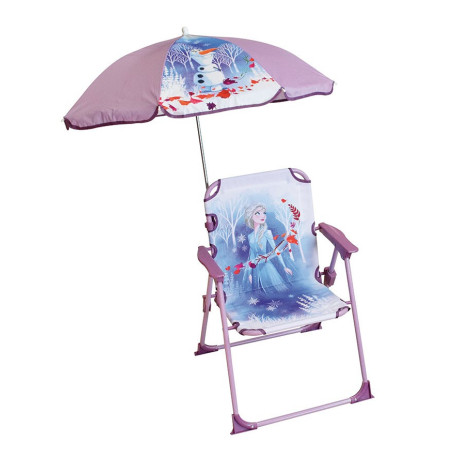 Chaise pliante enfant avec parasol modèle La Reine des Neiges 2 de Disney