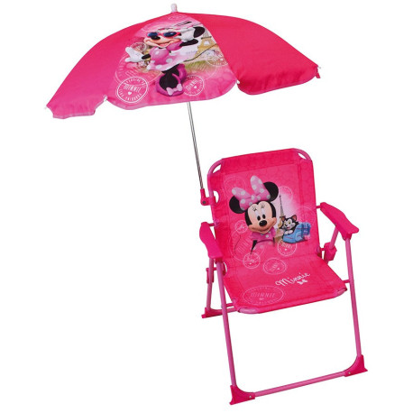 Chaise pliante enfant avec parasol modèle Minnie Mouse