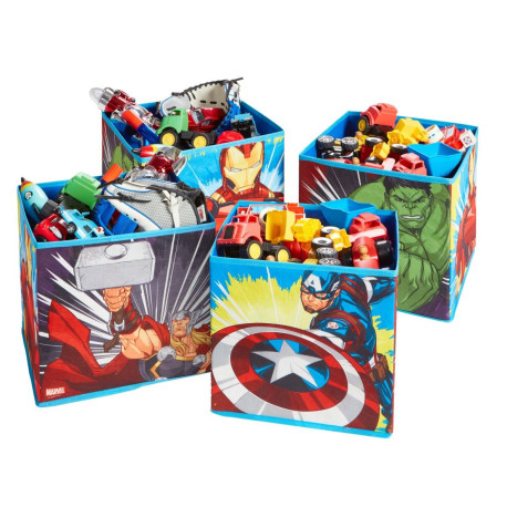 Lot 4 cubes pliables Avengers en tissu avec jouet