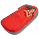 lit gonflable bébé gris avec duvet rouge avec fille Ready Bed