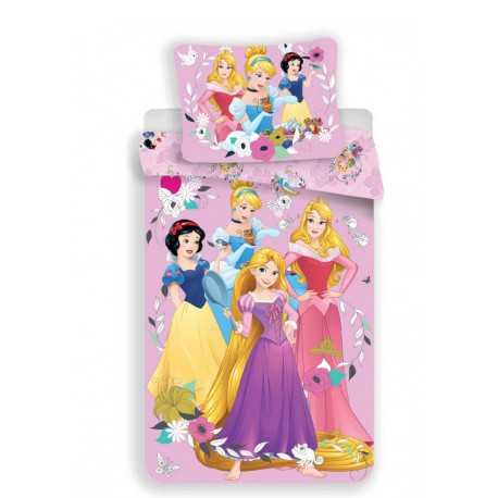 Parure de lit réversible Princesses Disney - modèle Cendrillon, Raiponce, Blanche-Neige et La Belle au bois dormant