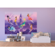 chambre lit blanc et Poster intissé XXL Disney Clochette et ses amies les fées volent à Londres 255 cm x 180 cm