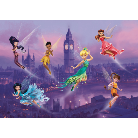 Poster intissé XXL Disney Clochette et ses amies les fées volent à Londres 255 cm x 180 cm