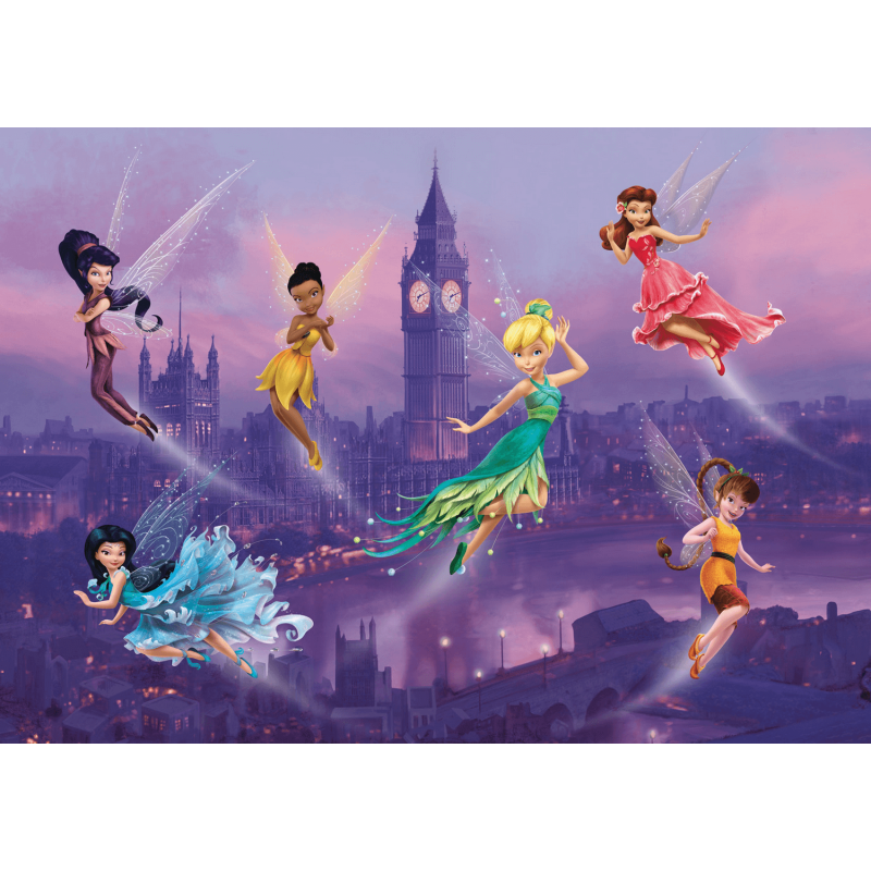 Poster Intissé XXL - Fée Clochette Disney et ses amies à Londres - 255 cm x  180 cm
