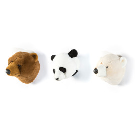Coffret 3 Mini Peluches trophée Ours Blanc, Ours Brun et Panda
