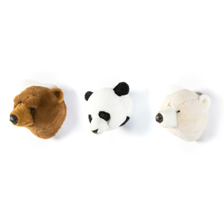 Coffret 3 Mini Peluches trophée Ours Blanc, Ours Brun et Panda