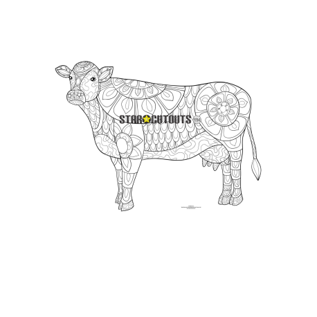 Figurine en carton Mandala à colorier motif Vache 69 cm