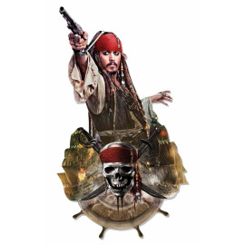 Blason mural en carton Captain Jack Sparrow Le pirate des caraïbes 100 cm