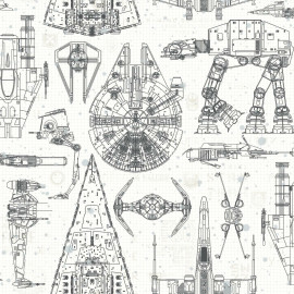 Papier Peint auto-adhésif - Star Wars "Blueprint" La Guerre des Etoiles - 52 x 502 cm