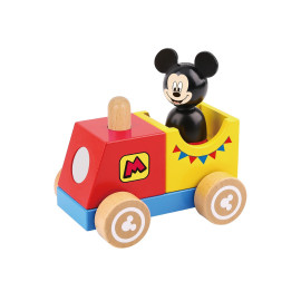 Disney Mickey Mouse Train en bois Multicolore, fait du bruit quand on appuie sur la cheminée - 13x9,3x10,5 cm