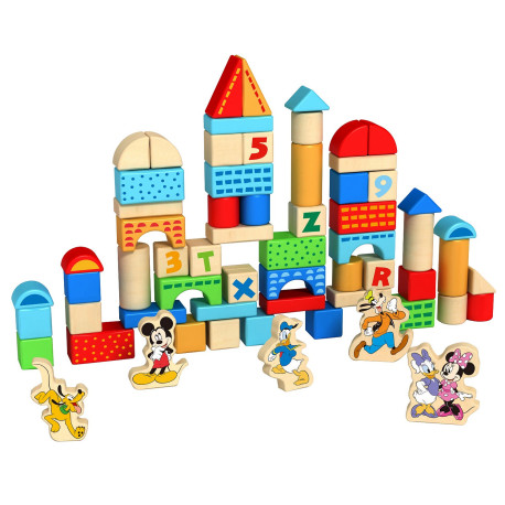 Disney Mickey Mouse Set de 100 blocs en bois Multicolore - 18x27 cm