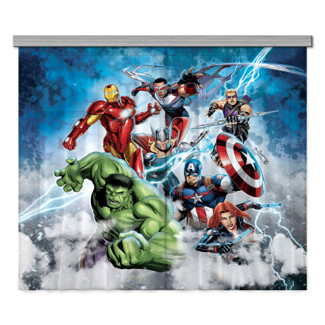 Rideaux Disney Marvel Avengers a l'attaque 2 pièces - L180 cm x H 160cm