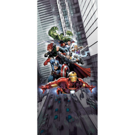 Poster de porte Intissé - Disney Marvel - les Avengers qui volent - 90 cm x 202 cm