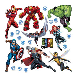 1 planche de Minis Stickers et décorations Marvel Avengers 8 personnages - 30 CM x 30 CM