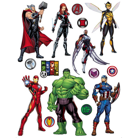 Stickers Géant Marvel Avengers 7 personnages - Planche de 65 CM x 85 CM