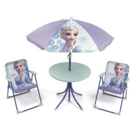 Set de jardin avec 1 table et 2 chaises et parasol DISNEY-Frozen II La Reine des Neiges
