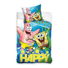 Parure de lit Bob l’Eponge "Happy" fond marin Nickelodeon 140x200cm