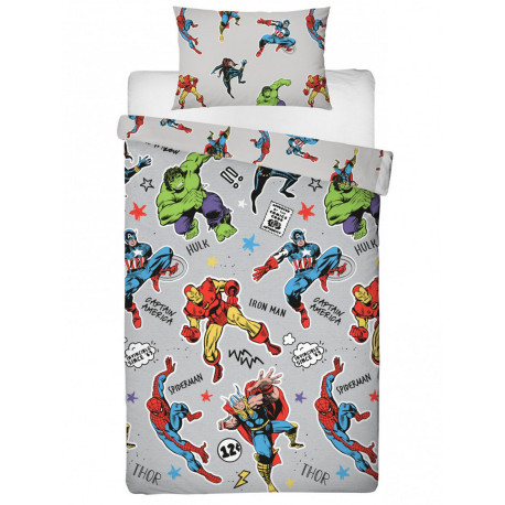 Parure de lit Simple Gris Marvel Comics de 135 cm x 200 cm 