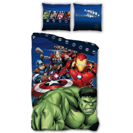 Parure de lit simple - tous les membres Avengers - Marvel - 140 cm x 200 cm