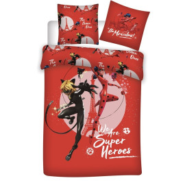 Parure de lit simple- Miraculous - Marinette et Adrien - We are super heroes - 140 cm x 200 cm