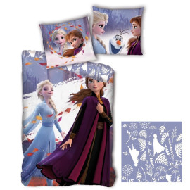 Parure de lit réversible - La reine des neiges - Anna et Elsa à la neige - 140 cm x 200 cm