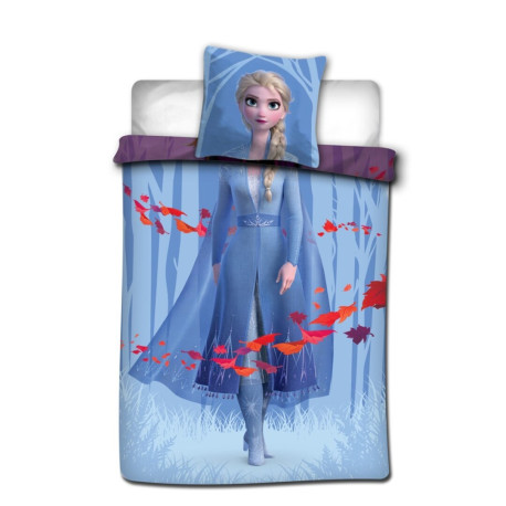 Parure de lit réversible - La reine des neiges - Anna et Elsa marchent - 140 cm x 200 cm