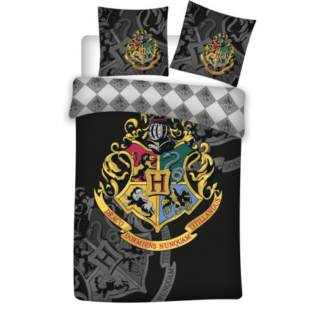 Parure de lit simple - Harry Potter, les 4 maisons noir-140 cm x 200 cm