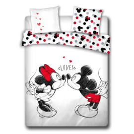 Parure de lit simple- Mickey et Minnie love - 140 cm x 200 cm