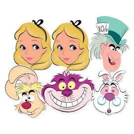 Masque en carton 6 masques - Alice au pays des merveilles et ses amis - Disney