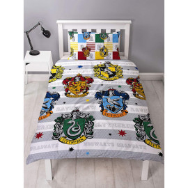 Parure de lit simple - Harry Potter, les 4 maisons -135cm x 200cm