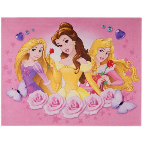 Tapis Princesse Disney Belle, Aurore, Raiponce - 95 x 125 cm