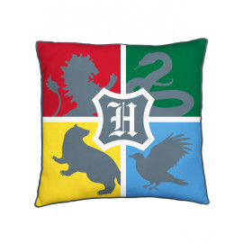Coussin - Harry Potter, les 4 maisons rouge, vert, jaune, bleu - 40cm x 40cm