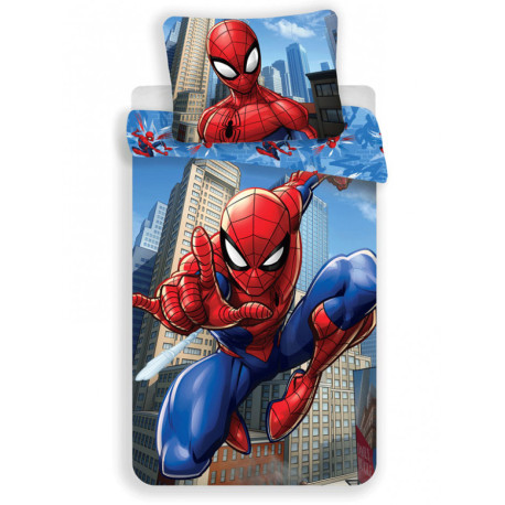 Parure de lit simple simple - Spiderman qui vole Marvel - 140 cm x 200 cm