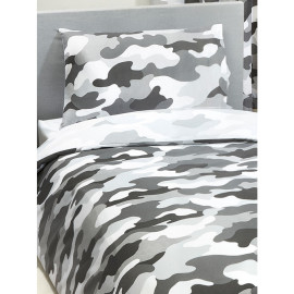 Parure de lit simple camouflage l'armée grise - 135 cm x 200 cm