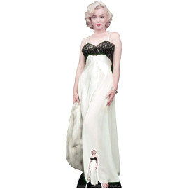 Figurine en carton Marilyn Monroe - robe blanche et de la fourrure 169 cm