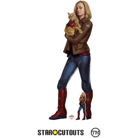 Figurine en carton Captain Marvel Brie Larson avec Goose H 174 CM