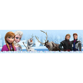Frise La Reine Des neiges Disney Elsa, Anna, Olaf, Sven et Kristoff sur fond de neige