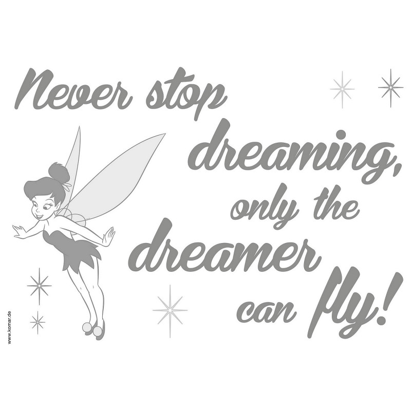 Stickers phrase Fée Clochette Never Stop Dreaming Disney
