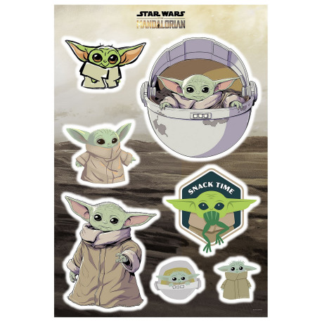 Stickers Muraux géant Mandolorian Baby Yoda "The Child Cluster" Star Wars 50 x 70 cm