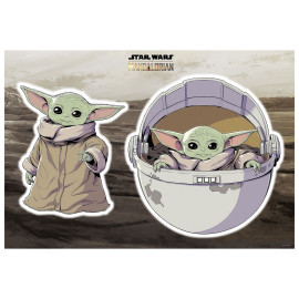 Stickers Muraux géant Mandolorian Baby Yoda "The Child" Star Wars 50 x 70 cm