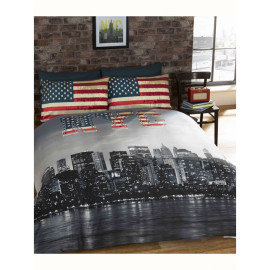 Parure de lit réversible - taie d'oreiller - New York city - 135cm x 200cm 