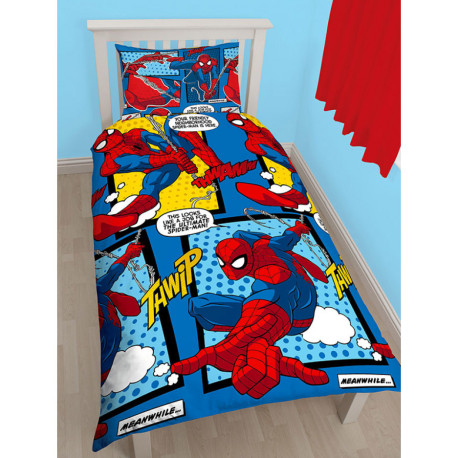 Parure de lit Réversible - Spiderman Marvel BD - 140 cm x 200 cm