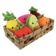 FRUITY 'S CAGETTE DE 6 PELUCHES TOUTES DOUCES FRUITS ET LEGUMES+/- 17 CM : AVOCAT,ORANGE, AUBERGINE,TOMATE, ANANAS ET PASTÈQUE