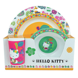 Hello Kitty ensemble repas pour enfant comprenant une assiette ø 22 cm, un bol ø 16 cm et un verre ø 220 ml